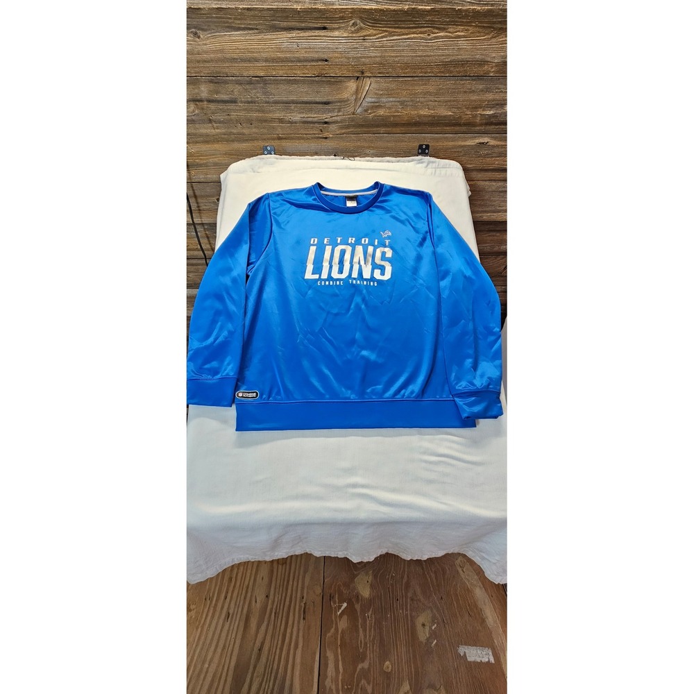 NFL Team Apparel Detroit Lions Combine Training Blue Sweatshirt Mens XXL 2XL
